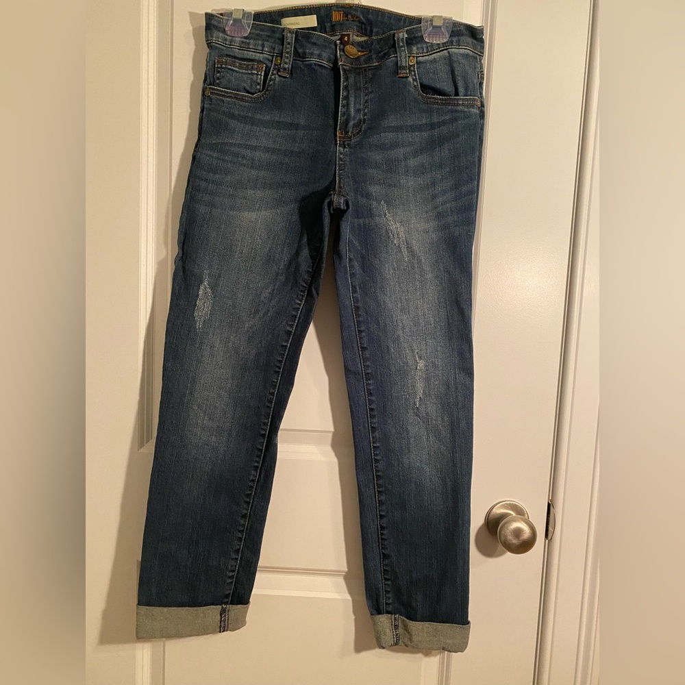 Kut from the Kloth Catherine Distressed Boyfriend Jeans, size 4, inseam 30.5”